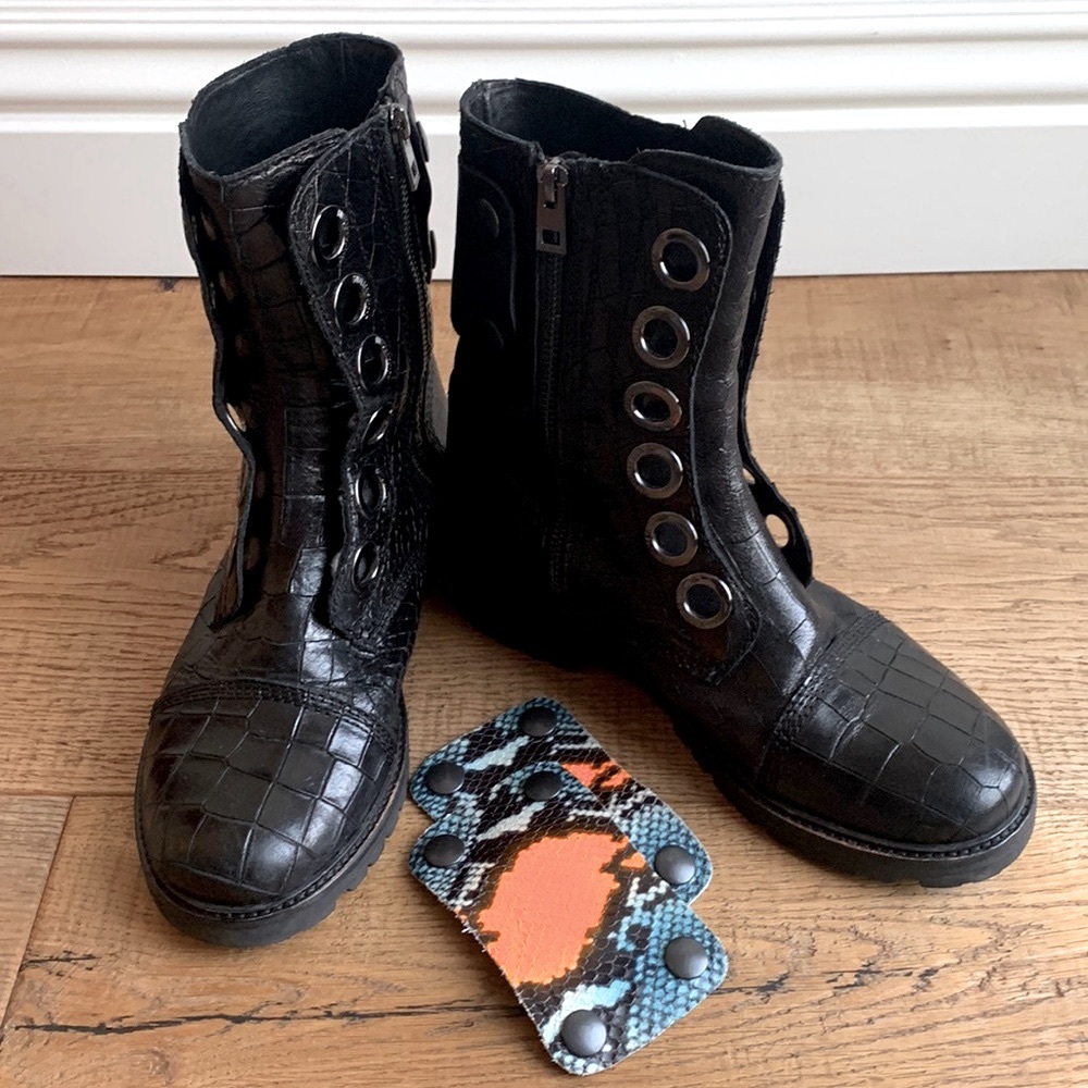🇫🇷 Zadig and Voltaire Black Croc Print Leather Boot 39 / 9